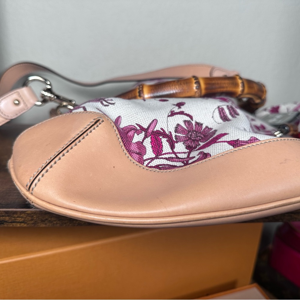 Gucci Peggy Bamboo Handle Hobo Floral Leather Bag - Picture 10 of 10